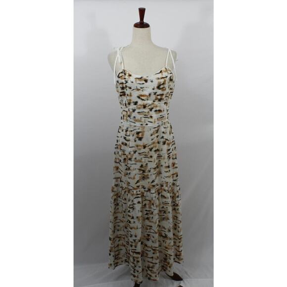 CHRISTY LYNN Sz M Medium Luisa Linen Sleeveless Tie Shoulder Dress Tiger Print - Picture 8 of 13